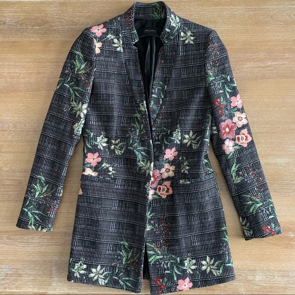 Zara Embroidered Blazer Jacket Small - Picture 1 of 7